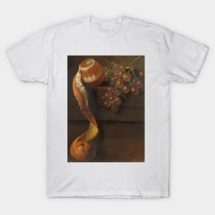 Still Life with Peeled Orange and Bunch of Grapes by Albertus Steenbergen T-Shirt